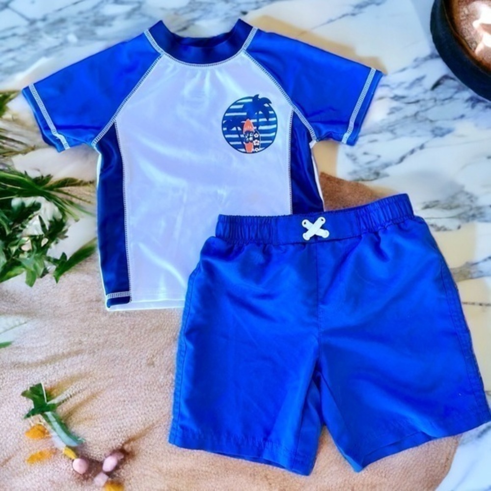 Sol Swim Size 24 Months Baby Boy Swim Shorts and Rash Guard Set